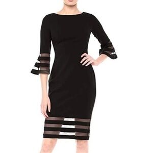 Calvin Klein Elegant Black Dress with Sheer Accents